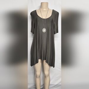 Sweet Tea's Pink Rose Soft Lightweight T Shirt Tee Dress Asymmetrical